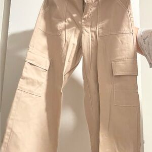 Beige Cargo wide leg Pants